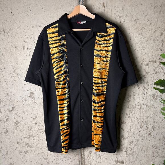 Trailer Park Boys Bowling Tiger Stripe M Y2K Button Up - Picture 1 of 5